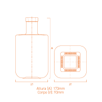 Garrafa de vidro Texas 700ml em vidro extra branco com fundo grosso, design imponente e sofisticado para bebidas premium.