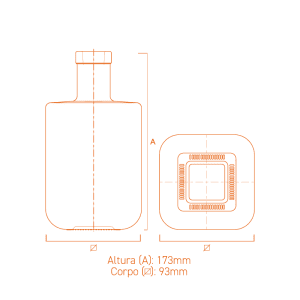 Garrafa de vidro Texas 700ml em vidro extra branco com fundo grosso, design imponente e sofisticado para bebidas premium.