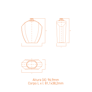 Frasco de vidro Ágata 75ml com terminação FEA 15, corpo elegante e design exclusivo para perfumes e fragrâncias premium.