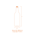Garrafa de vidro Alquimia 750ml com terminação GPI 28mm, versátil e sofisticada para cachaça, licores e negronis.