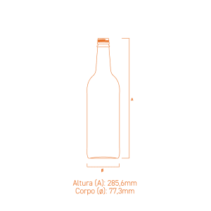 Garrafa de vidro Alquimia 750ml com terminação GPI 28mm, versátil e sofisticada para cachaça, licores e negronis.