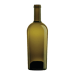 Garrafa de vidro Bordelaise Antik 750ml Saverglass com ombros largos e fundo com boudine.