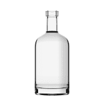 Garrafa de vidro Austral 750ml cilíndrica, com ombro reto e base espessa, ideal para destilados premium.