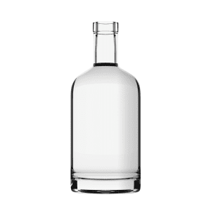 Garrafa de vidro Austral 750ml cilíndrica, com ombro reto e base espessa, ideal para destilados premium.