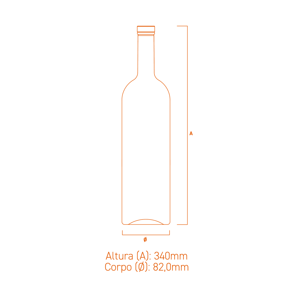 Embalagem de vidro Arizona 1000ml com corpo liso, base espessa e design cilíndrico premium para destilados.