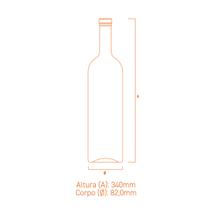 Embalagem de vidro Arizona 1000ml com corpo liso, base espessa e design cilíndrico premium para destilados.