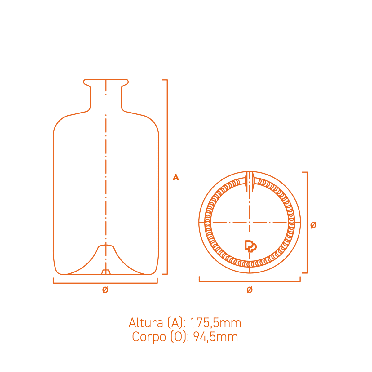 Embalagem de vidro Botânica 700ml com terminação Carnette, corpo liso e design elegante para bebidas premium.