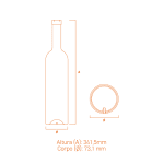 Garrafa de vidro Cylinder 750ml cilíndrica em vidro extra branco, design sofisticado e corpo alto para bebidas premium.