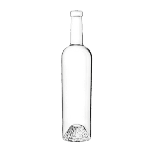 Garrafa de vidro Éclat Fusion 750ml Saverglass com vidro Extra White e base decorada.