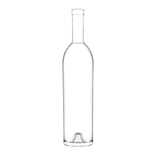 Garrafa de vidro Irresistible 750ml Saverglass com corpo cônico e ombros inclinados.