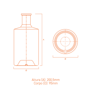 Embalagem de vidro Isla 750ml com acabamento plate, corpo liso e design sofisticado para bebidas premium.