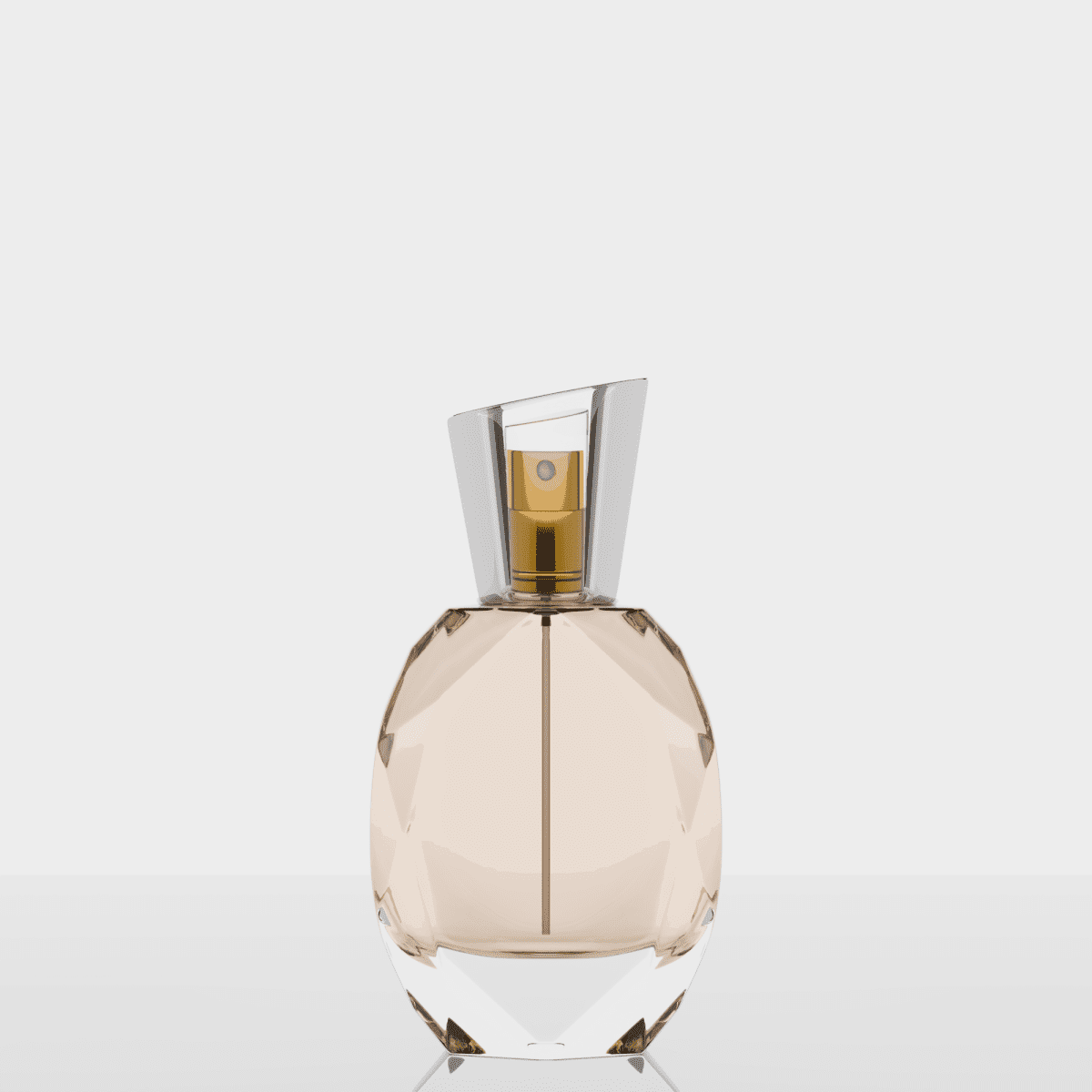 Frasco de vidro Rubi 60ml inspirado em rubi lapidado, com terminação FEA 15 e design sofisticado para fragrâncias premium.