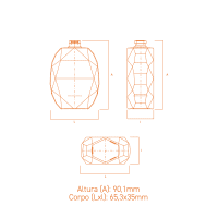 Frasco de vidro Rubi 60ml inspirado em rubi lapidado, com terminação FEA 15 e design sofisticado para fragrâncias premium.