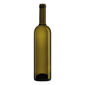 Garrafa de vidro Santiago 750ml Saverglass com corpo cilíndrico e pescoço afilado.