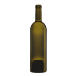 Garrafa de vidro Vino Santo 750ml extra-premium, com peso de 1.200g, base cilíndrica e pescoço curto sofisticado.