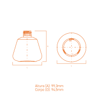 Frasco de vidro Ariel 250ml com corpo amplo, design elegante e versatilidade para Home Care e Home & Spa.