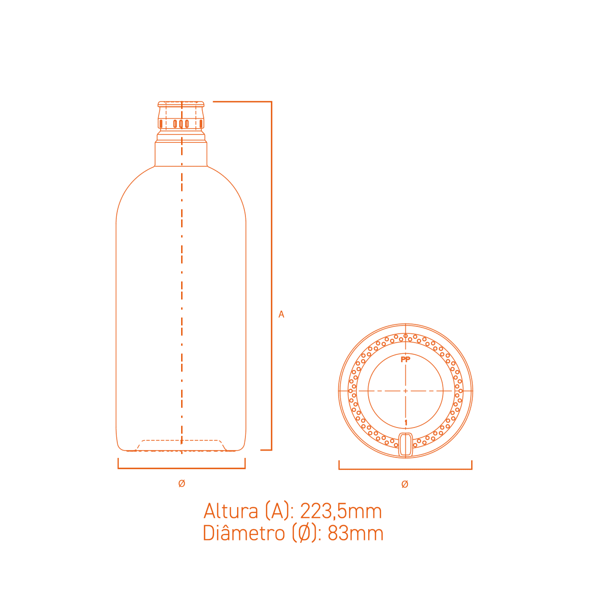 Garrafa de vidro Austral Drop 700ml esguia, com terminação Guala e design moderno para destilados premium.