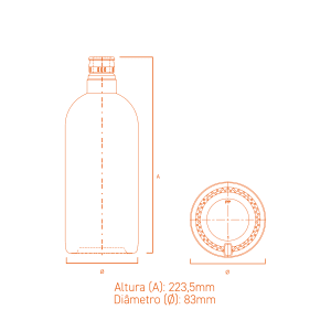 Garrafa de vidro Austral Drop 700ml esguia, com terminação Guala e design moderno para destilados premium.