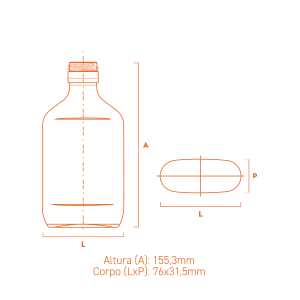 Garrafa de vidro Bolso 175ml GPP 30mm compacta, prática e versátil, ideal para bebidas, amostras e brindes.