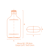 Garrafa de vidro Bolso 175ml GPP 30mm compacta, prática e versátil, ideal para bebidas, amostras e brindes.
