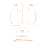 Garrafa de vidro Caribe 700ml Plate com design sofisticado e resistente para destilados premium.