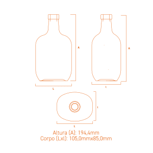 Garrafa de vidro Caribe 700ml Plate com design sofisticado e resistente para destilados premium.