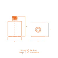 Frasco de vidro Dice 50ml quadrado com vidro espesso e rosca 18/415, ideal para perfumes e cosméticos.