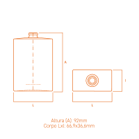Frasco de vidro Hugo 100ml quadrado com terminação FEA15, ideal para perfumes sofisticados.