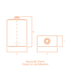 Frasco de vidro Hugo 100ml quadrado com terminação FEA15, ideal para perfumes sofisticados.
