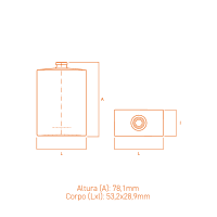 Frasco de vidro Hugo 50ml quadrado compacto com terminação FEA15, ideal para perfumes de bolso.