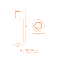 Embalagem de vidro Amazônia 700ml com fechamento plate e corpo liso para personalização.