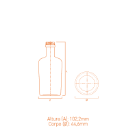 Garrafa de vidro London 50ml em formato compacto, sofisticado e ideal para kits degustação e lançamentos premium.