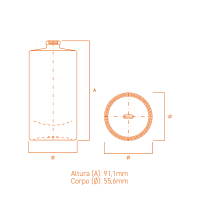 Frasco de vidro Olívia 50ml cilíndrico com terminação FEA15.