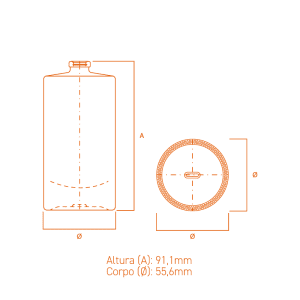 Frasco de vidro Olívia 50ml cilíndrico com terminação FEA15.