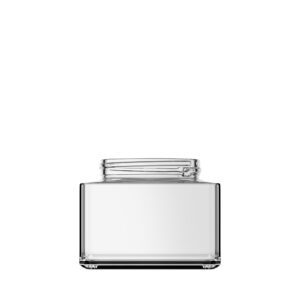 Pote de vidro Square 200ml para Skin Care com terminação trava 62mm.