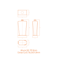 Frasco de vidro Wings 60ml retangular, terminação FEA 15, ideal para perfumes premium.