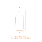 Garrafa de vidro London Air 750ml com fechamento Plate, design sofisticado e corpo cristalino para destilados premium.