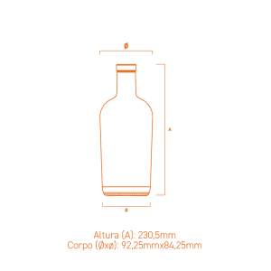 Garrafa de vidro London Air 750ml com fechamento Plate, design sofisticado e corpo cristalino para destilados premium.