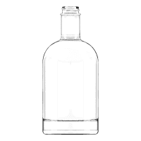 Garrafa de vidro Oslo 700ml arredondada com fechamento GPI 28/410, ideal para destilados premium.