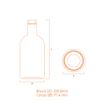 Garrafa de vidro Austral Air 750ml com terminação plate, corpo cilíndrico e design sofisticado em estrutura leve.