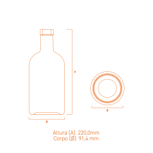 Garrafa de vidro Austral Air 750ml com terminação plate, corpo cilíndrico e design sofisticado em estrutura leve.