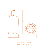 Frasco de vidro Neos 350ml com design curvo, corpo trapezoidal e base espessa.