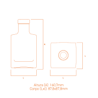 Garrafa de vidro QBIC com design cubista, base sólida, colunas retas e vidro espesso, disponível em diversos tamanhos.