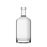 Garrafa de vidro Austral 700ml cilíndrica, com ombro reto e base espessa, ideal para destilados premium.