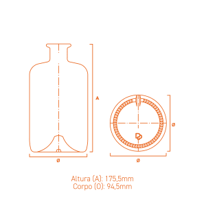 Embalagem de vidro Botânica 700ml com terminação Carnette, corpo liso e design elegante para bebidas premium.