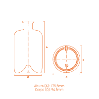 Embalagem de vidro Botânica 700ml com terminação Carnette, corpo liso e design elegante para bebidas premium.