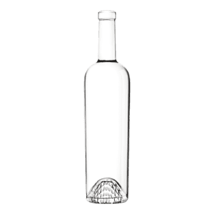 Garrafa de vidro Éclat Constellation 750ml Saverglass com vidro Extra White e base decorada.