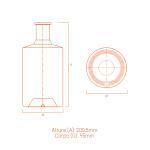 Embalagem de vidro Isla 750ml com acabamento plate, corpo liso e design sofisticado para bebidas premium.