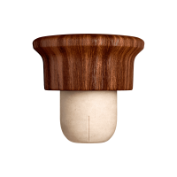 Rolha Wood Bem-te-vi com cabeça em madeira mogno e corpo cônico sintético.