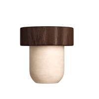 Rolha Wood com cabeça de madeira natural e corpo sintético, disponível em várias cores.